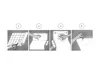 Four panels showing steps for applying adhesive film. Produktbild-Vorschau