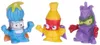 Three small toy figures of characters with superhero capes. Produktbild-Vorschau
