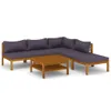vidaXL 6-tlg. Garten-Lounge-Set mit Auflage Massivholz Produktbild-Vorschau 3