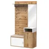A modern hallway furniture set with a mirror, coat hooks, and a bench with storage. Produktbild-Vorschau