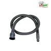 A black vacuum cleaner hose is coiled on a white background with a logo in the top right corner. Produktbild-Vorschau