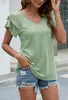 ASKSA Damen T-Shirt Kurzarm V-Ausschnitt Rüsche Sommer Produktbild-Vorschau 4
