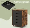 A diagram showing the dimensions of a rolling storage cabinet and one of its drawers. Anteprima dell’immagine prodotto