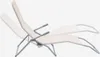 A white chaise lounge with a metal frame, shown from the side against a white background. The chaise lounge appears to be adjustable, with two different positions shown. Anteprima dell’immagine prodotto