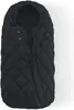 A black quilted stroller footmuff is shown against a white background. Produktbild-Vorschau