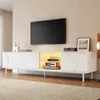 TV komoda Merax s 3 posuvnými dvierkami a sklenenou doskou, Náhľad obrázku produktu 3