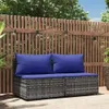 vidaXL Garten Mittelsofas mit Kissen 2 Stk. Grau Poly Produktbild-Vorschau 2