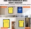 A collage of four images showing jersey display frames in different room settings: bedroom, living room, study room, and entryway. Náhľad obrázku produktu