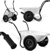 A collage of three different views of a two-wheeled wheelbarrow and a close-up of a handle. Produktbild-Vorschau