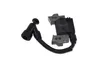 A close-up studio shot of a lawnmower ignition coil with a spark plug wire. Produktbild-Vorschau