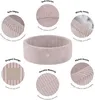 A round, pink corduroy ball pit is shown with various callouts highlighting its features. Náhľad obrázku produktu