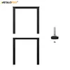 Two black table leg frames and four adjustable feet are displayed on a white background. Produktbild-Vorschau