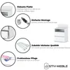 Marketing image with feature callouts for a white nightstand. Produktbild-Vorschau