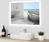 A modern bathroom with a sink, mirror, and bathtub reflected in the mirror. Produktbild-Vorschau