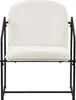 A front view of a beige armchair with a black metal frame. Náhled obrázku produktu