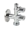 A chrome-plated washing machine valve with two outlets and a wall mount. Podgląd zdjęcia produktu