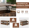 A collage of images showing a lift-top coffee table, its features, and weight capacities. Náhľad obrázku produktu