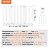 A white metal baby gate with dimensions and specifications displayed. Voir les images du produit