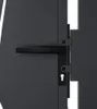A close-up view of a black door handle and lock mechanism on a gray door. Produktbild-Vorschau