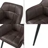 A collage of four close-up images of a dark brown upholstered chair with tufted detailing and black metal legs. Náhled obrázku produktu