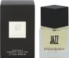 A product shot of Yves Saint Laurent Jazz Eau de Toilette for men, showing both the perfume bottle and its packaging. Produktbild-Vorschau