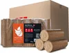 A product shot of wood briquettes in packaging, with a cardboard box in the background. Produktbild-Vorschau
