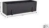 A black metal planter box with dimensions indicated by measurement lines and text. Produktbild-Vorschau