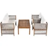 A garden lounge set consisting of two chairs and a coffee table, arranged on a white background. Produktbild-Vorschau