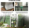 A collage of images showing a greenhouse, its features, and its setup in a garden. Produktbild-Vorschau