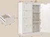 A white cabinet with drawers and an open door, with dimensions indicated by dashed lines and numbers. A separate drawer is shown to the left with dimensions. A weight icon is present on the top of the cabinet and on the separate drawer. Náhled obrázku produktu