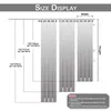 A size chart for curtains, showing different dimensions and a notice about measurements. Produktbild-Vorschau