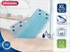 Two blue mop heads are displayed in front of a blurred background of a kitchen or laundry room. Produktbild-Vorschau