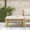 vidaXL Garten-Fußhocker mit Kissen Cremeweiß Bambus Produktbild-Vorschau 2