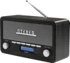 A black retro-style DAB radio with a silver antenna. Voir les images du produit