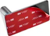 A close-up view of a silver hook with a red adhesive backing from 3M VHB. The backing is partially peeled off. Produktbild-Vorschau