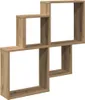 A wooden wall shelf with multiple cubbies, shown against a white background. Produktbild-Vorschau