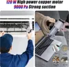 A collage showing a hand vacuum cleaner being used to clean an air conditioner and a laptop, with inset images of dust, food residue, cigarette butts, and a dog. Produktbild-Vorschau