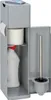 A gray toilet brush holder with storage for toilet paper and cleaning supplies. Produktbild-Vorschau