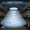 A diagram showing the lighting coverage of an LED hall light at different heights in a wine cellar. Produktbild-Vorschau