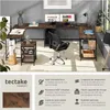 Bureau HAMILTON 138x138x75,5cm - Bois foncé industriel, Voir les images du produit 2