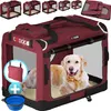 A dog carrier with a golden retriever inside, along with accessories like a collapsible bowl and a storage pouch. Anteprima dell’immagine prodotto