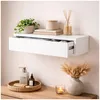 Wandregal mit Schublade 60 cm Weiß Produktbild-Vorschau 1