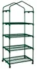 A green metal shelving unit with four shelves and a curved top. Anteprima dell’immagine prodotto