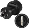 A black travel adapter with two views shown: one showing the plug pins and the other showing the socket. Produktbild-Vorschau