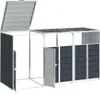 A three-bin trash can enclosure with open doors and lid. Produktbild-Vorschau