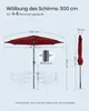 SONGMICS Sonnenschirm Ø300 cm UPF 50+ beidseitig um 30° Produktbild-Vorschau 5