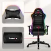 A collage showing a gaming chair and close-ups of its cushions. Anteprima dell’immagine prodotto