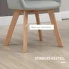Close-up of the wooden legs of a gray chair. Podgląd zdjęcia produktu