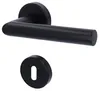 A black door handle set with a keyhole escutcheon on a white background. Produktbild-Vorschau