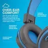 Close-up marketing image of headphones with descriptive text. Produktbild-Vorschau